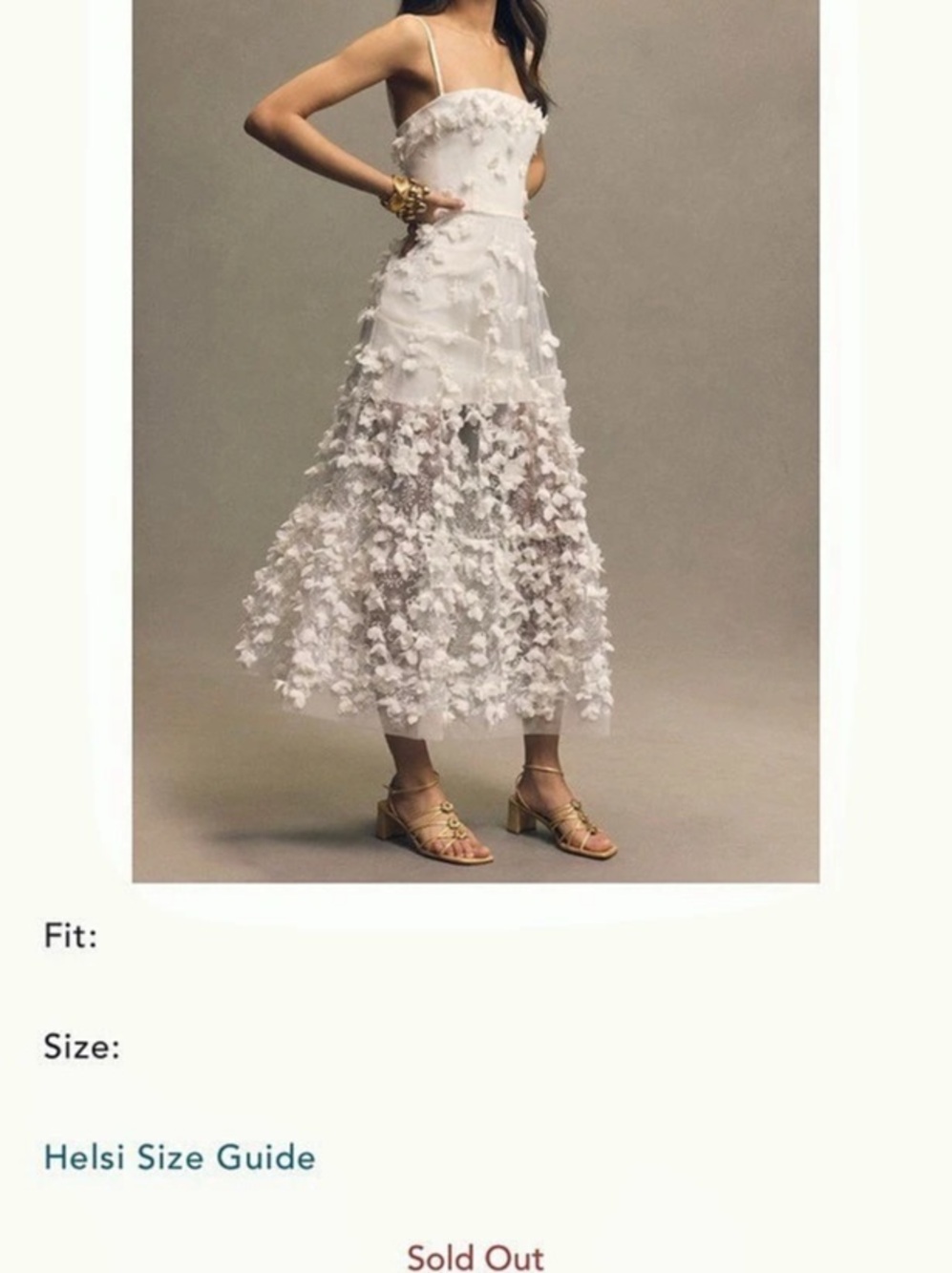 HELSI Square-Neck Floral Appliqué Sheer Midi Dress Floral Midi Dress in White